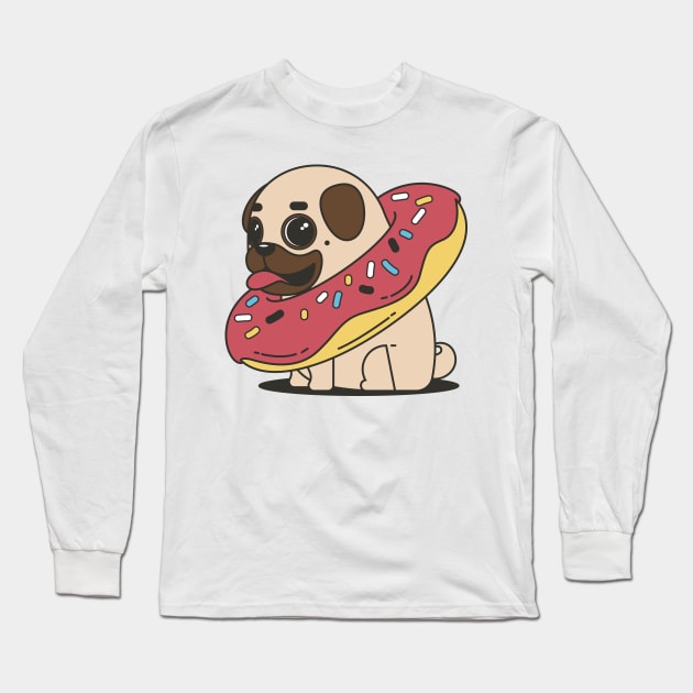 Donut Pug Long Sleeve T-Shirt by BellaTilly